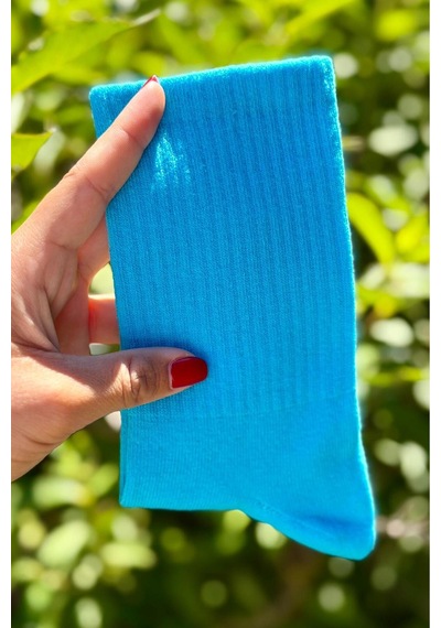 Lousocks Unisex Mavi Düz Renk Tenis Spor Çorabı
