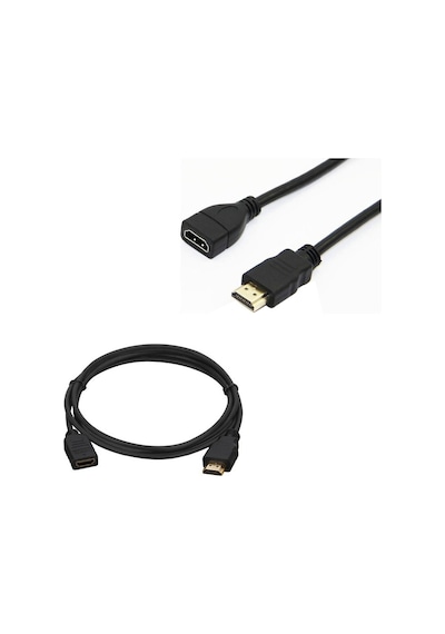 HDMI KABLO ERKEK DİŞİ GOLD UÇLU 25 CM UZATMA (MİNİ HD REC. İÇİN)