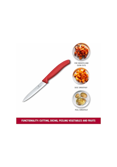 Victorinox 6.7701.c1 Swiss Classic 10cm Düz Soyma Bıçağı, Kırmızı Çok Renkli