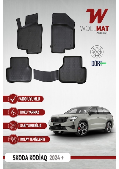 Skoda Kodiaq Paspas 2024 Sonrası Uyumlu 3d Havuzlu Paspas Seti