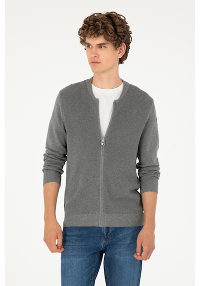 U.s. Polo Assn. Erkek Gri Melanj Hırka Triko 50293528-vr086 Gri Melanj