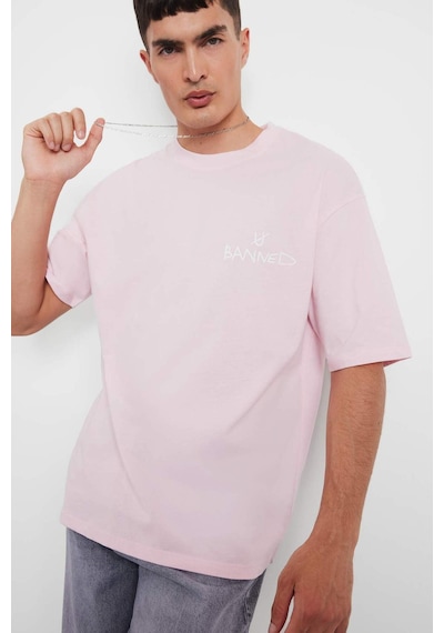 Defacto Loose Fit Bisiklet Yaka Baskılı Kısa Kollu Tişört F5732ax25aupn105 Pembe