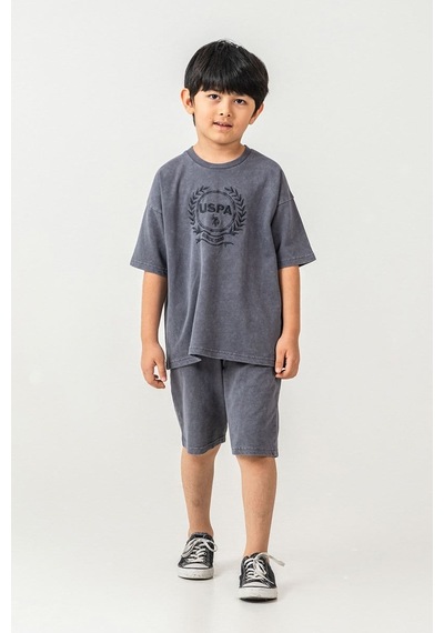 U.S. Polo Assn. Erkek Çocuk Bermuda 2'li Takım Füme-2531