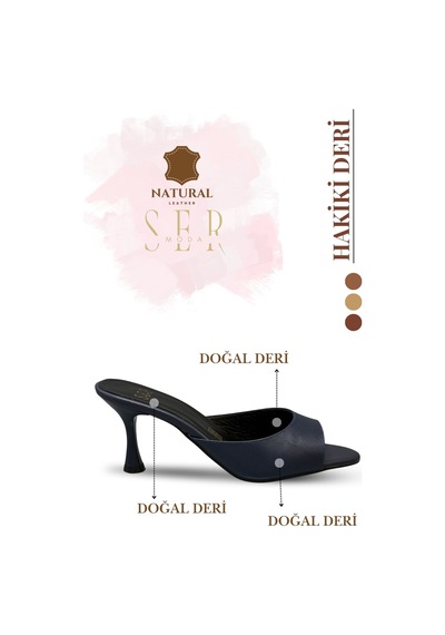 Sermoda Hakiki Deri Kadın Terlik - 7 Cm Topuklu Hakiki Deri Kadın Topuklu Terlik Lacivert Sermoda Hakiki Deri Kadın Terlik - 7 Cm Topuklu Hakiki Deri Kadın Topuklu Terlik Lacivert