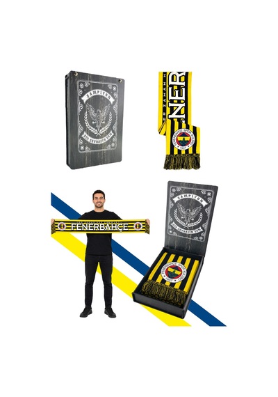 Fenerium Her Zaman Hep Seninleyiz Dokuma Atkı Lazer Kutu Hediyeli Lacivert
