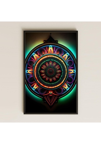 Neon Işık Efektli Mandala Dekoratif Pvc Tablo - Modern Tasarım