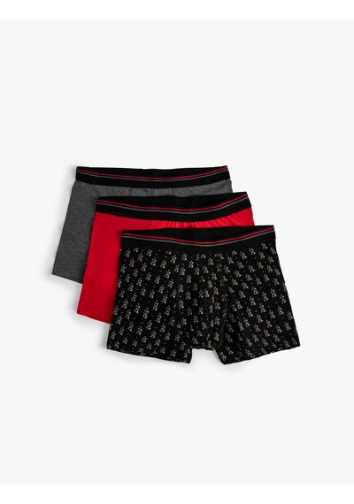 Koton 3'lü Boxer Seti Baskılı Çok Renkli Kırmızı 4slm90087mk