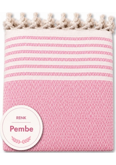 Pamuklu Kaymaz Hasır Dokuma Koltuk Örtüsü 180x220 - Pembe
