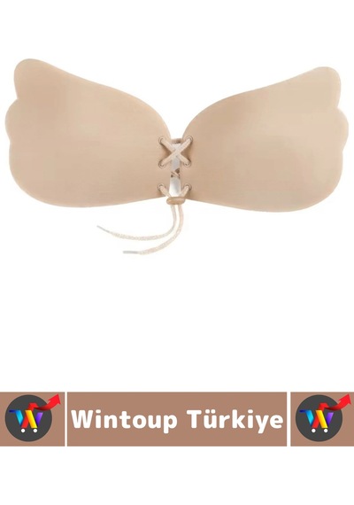 Wintoup Gündelik İz İç Göstermez Elastik Kaydırmaz Toparlayıcı Doğal Görünüm Yapışkan Kelebek Sütyen 3 Adet Ten
