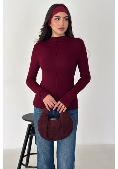 Noa & Noa Kadın Dikiş Detaylı Fit Bluz White Line Kırmızı