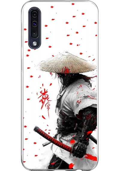 Samsung Galaxy A70 Uyumlu Şeffaf Kılıf Samurai 1 Tasarımlı
