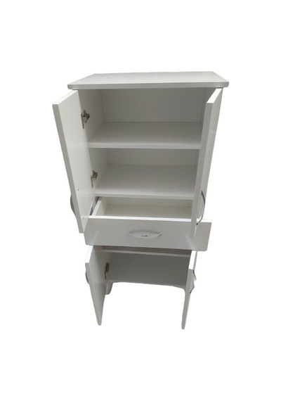 Çok Amaçlı Dolap Beyaz Model Hard Parlak Suntalem 130 Cm 4 Raf Demonte El Yapım Beyaz