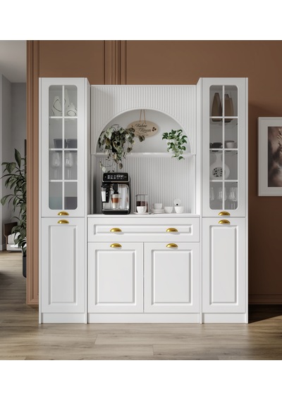 Guneystore Armoni Gold Maxi Kahve Köşesi Komple Mdf Beyaz