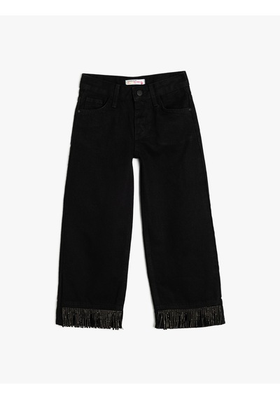 Koton Pamuklu Cepli Bol Paça Denim Pantolon Siyah 5wkg40107ad Siyah