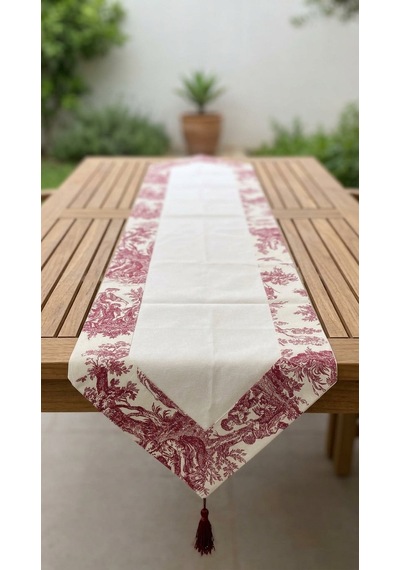 Toile Bugundy Panel Runner Çok Renkli