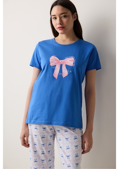 Penti Fancy Bows Pantolon Mavi Pijama Takımı Mavi