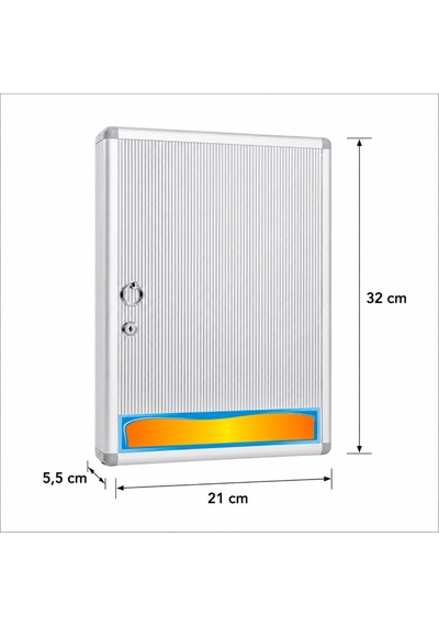 24'lü İthal Alüminyum Anahtar Dolabı 21x32x5,5 Cm Gri