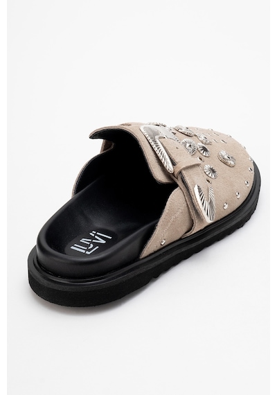 Luvishoes Luvi Shoes Maril Bej Süet Hakiki Deri Kemerli Tokalı Burnu Kapalı Kadın Terlik Bej Luvishoes Luvi Shoes Maril Bej Süet Hakiki Deri Kemerli Tokalı Burnu Kapalı Kadın Terlik Bej