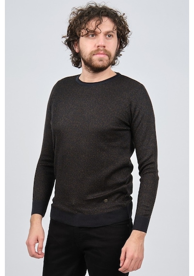 Çizgi Triko Erkek Bisiklet Yaka Slim Fit Desenli Kazak 42554255 L Lacivert