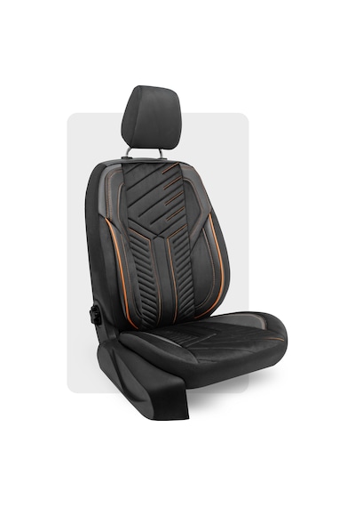 Otexo Panther Taytüyü Ortopedik Destekli Airbag Uyumlu Universal Oto Koltuk Kılıfı Siyah - Turuncu İp