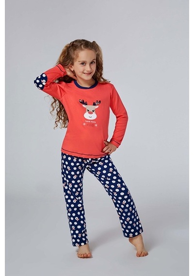 Roly Poly Kız Çocuk Bisiklet Yaka Pijama Takım (2958) (1-4 Yaş)