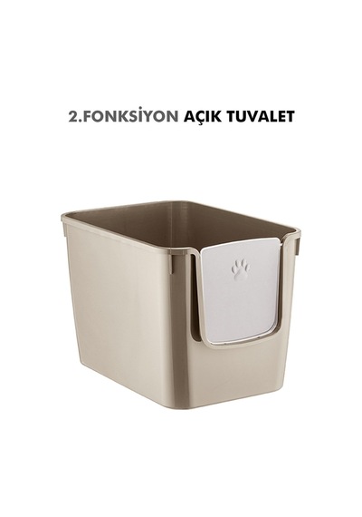 Pribor Hz-500 Xxl 3 Fonksiyonlu Açık / Kapalı Kedi Tuvaleti Ve Taşıma Çantası Bej 56 X 40 X 43 Cm