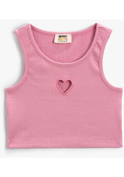 Koton Crop Üst Pencere Detaylı Kolsuz Pamuklu Ribanalı Pembe 4skg30013ak Pembe