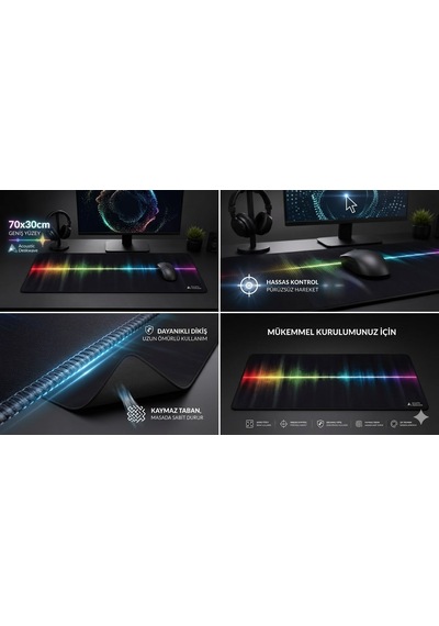 Desenli Oyuncu Mouse Pad Kaymaz Taban 70x30 002