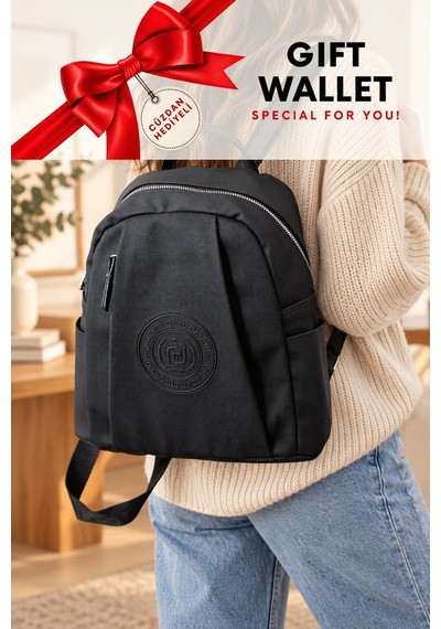 Siyah 6026 Cuzdanli Orijinal Just Polo Kadin 9 Bolmeli Orta Boy Sirt Cantasi 31x29 Cm Siyah - Taba