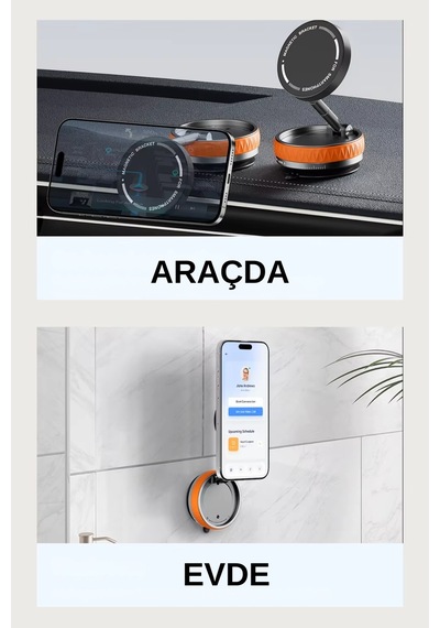 Wearfitpro Her Alana Uyumlu 360 Derece Dönebilen Çok Açılı Magsafe Özellikli Güçlü Telefon Tutucu Siyah