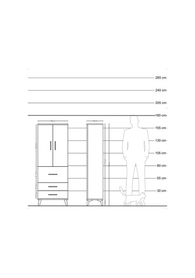 Arges Dolap 3 Raflı 3 Çekmeceli 2 Kapaklı 60x30x163 Aytaşı-antrasit Aytası