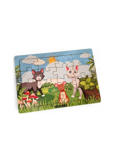 Kediler Ve Fare 16 Parça Eğitici Öğretici Ahşap Çocuk Puzzle Yapboz Bebek Çocuk Oyuncak