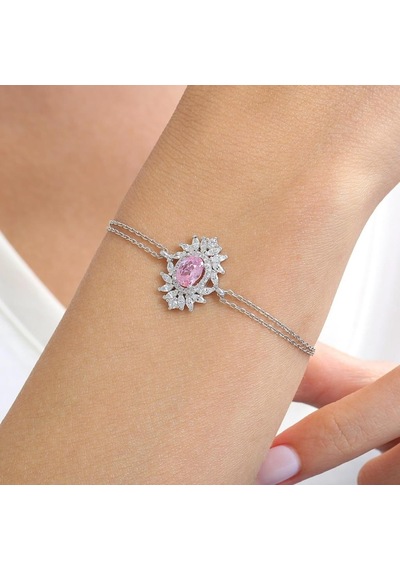 Mia Vento Effective Diamond Venedik Dansı Pink Taşlı Gümüş Bileklik