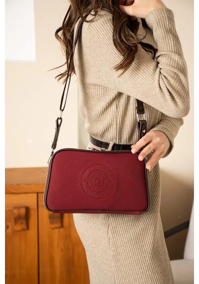 Just Polo Kadın Günlük Kullanıma Uygun Lakoste Ayarlanabilir Askılı Lüks Omuz Çantası Shoulder Bag Bordo
