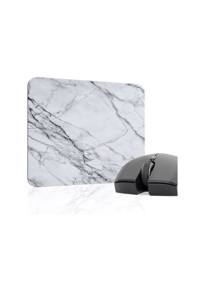 Beyaz Mermer Kaymaz Dikişli Kauçuk Oyuncu Mousepad V3 - 22x18 Gaming Mouse Pad Fare Altlığı