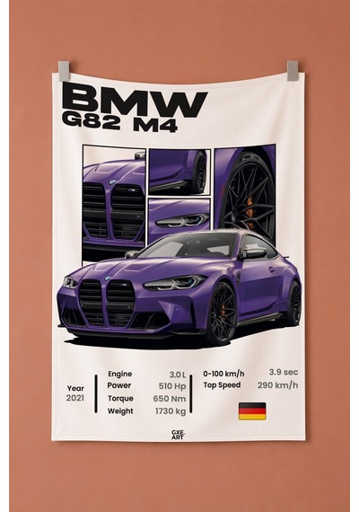 Bmw G82 M4 Dekoratif Duvar Örtüsü Duvar Halısı Reaste