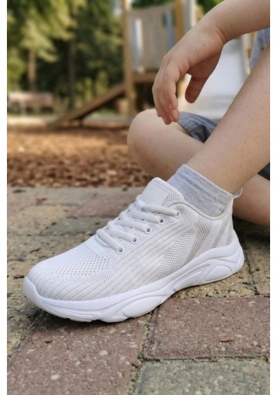 In Step Pure White Ultra Hafif Nefes Alabilir Çocuk Spor Ayakkabı - Beyaz