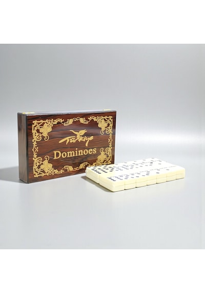 Lüks Ahşap Kutulu Türkiye Logolu Premium Domino Seti 28 Parça 6 Çift - Aile Oyunu Yeni Yıl Hediyesi