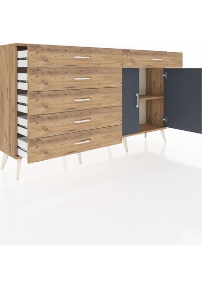 Arges Konsol Tek Raflı 6 Çekmeceli 2 Kapaklı 176x30x99 Çam-antras Çam-antrasit/çam Arges Konsol Tek Raflı 6 Çekmeceli 2 Kapaklı 176x30x99 Çam-antras Çam-antrasit/çam