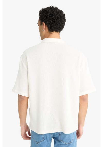 Defacto Boxy Fit Polo Yaka Penye Kısa Kollu Gömlek G3359ax25auer105 Ekru