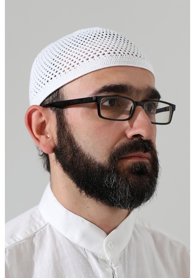 Örme Esnek Orlon Namaz Takke - Beyaz - Smz