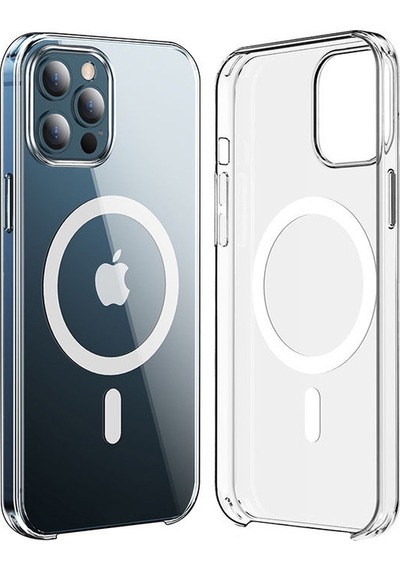 Apple Uyumlu iPhone 15 Pro Kılıf Wireless Şarj Özellikli Şeffaf Kapak Kılıf Renksiz