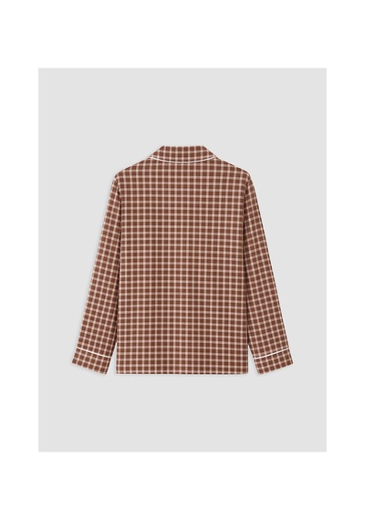 Lcw Dream Kahverengi Gömlek Yaka Ekose Kadın Pijama Takımı