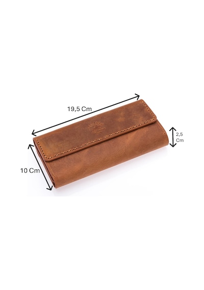 Westpolo Malone Unisex Hakiki Eskitme Deri Telefon Bölmeli El Portföyü Cüzdan - G2 Taba Taba
