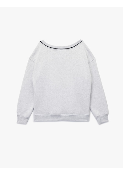 Koton Uzun Kollu V Yaka Biyeli Nakışlı Oversize Sweatshirt Kar Melanj 6wal10462ık Gri Melanj Koton Uzun Kollu V Yaka Biyeli Nakışlı Oversize Sweatshirt Kar Melanj 6wal10462ık Gri Melanj