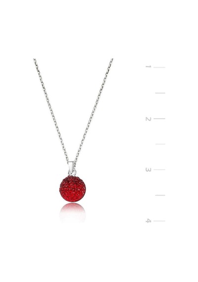 Gümüş Kırmızı Kristal Taşlı Kadın Kolye (503057267)