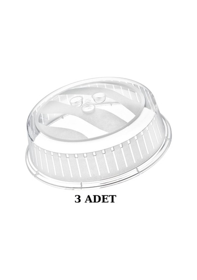 3 Adet Mikrodalga Kapağı 26 Cm. Mikro Dalga Kapak Plastik Beyaz Diğer