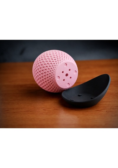 3d Baskı Küre Saksı - Kafes Dokulu İki Parçalı Dekoratif Saksı - Pembe-siyah Diğer