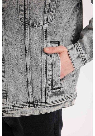 Defacto %100 Pamuk Oversize Geniş Kalıp Jean Ceket E1003ax25spnm55 Gri-nm55