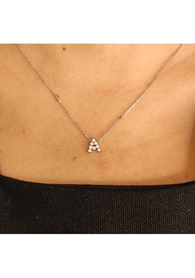 Oriental Kuyumculuk Jewellery Kadın Taşlı A Harfi Gümüş Kolye Gümüş